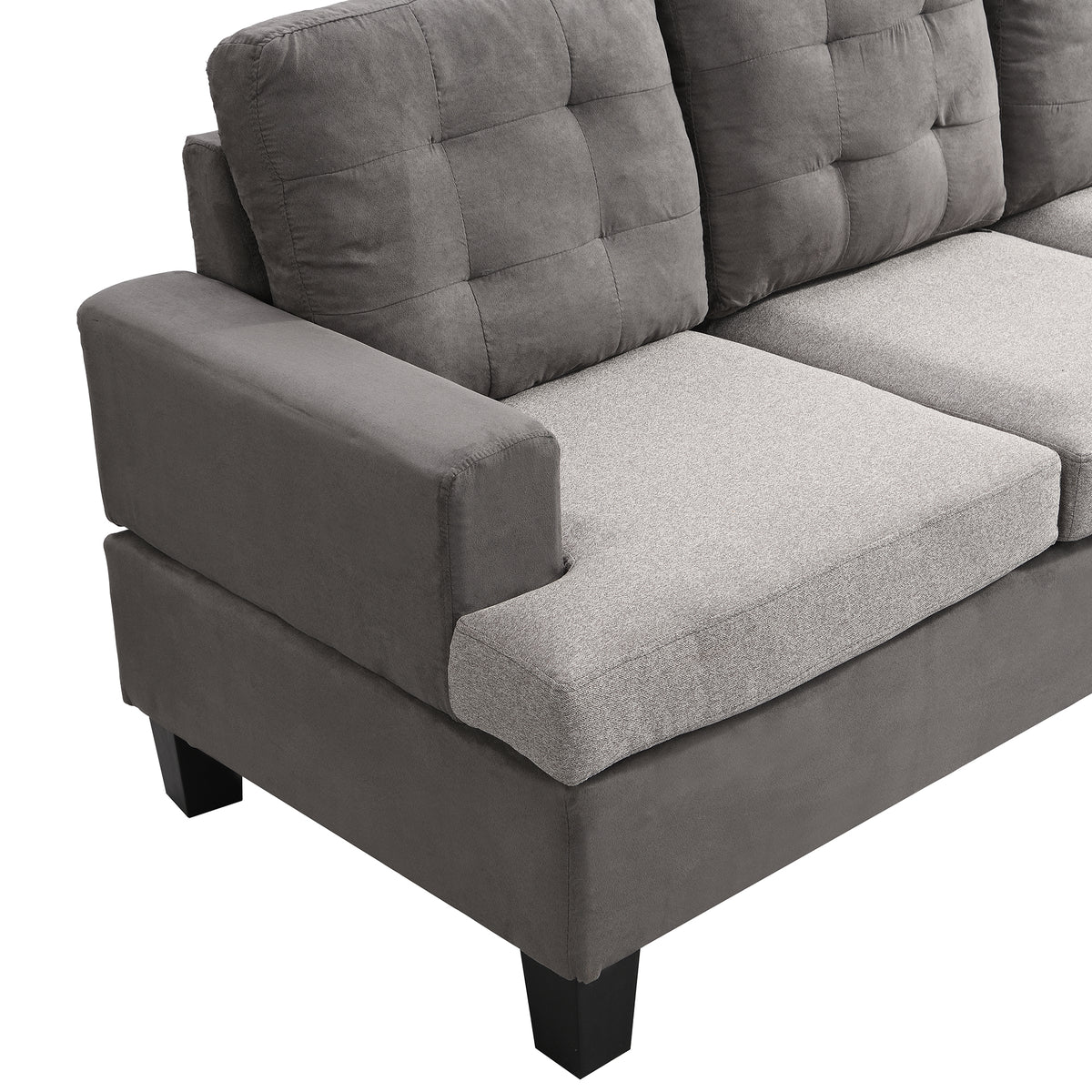 Gray Sofa Set with Chaise Lounge and Storage Ottoman O546
