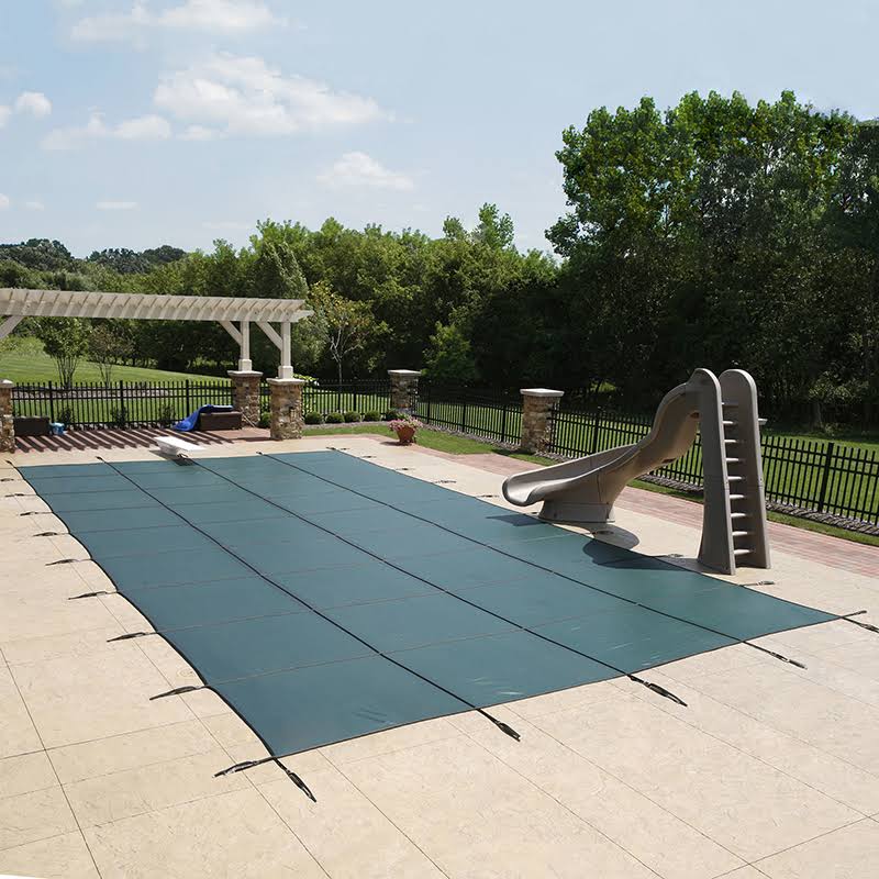 Blue 20-Year Ultra Light Solid Safety Cover for 14-ft x 28-ft Pool w/ Left Step X698