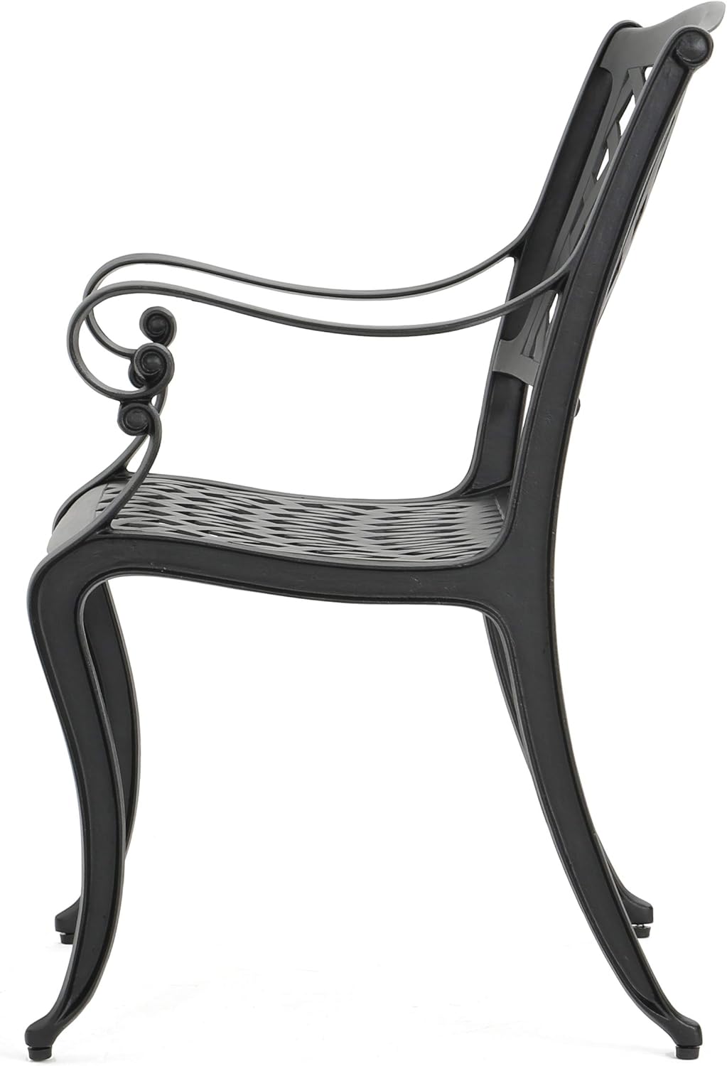 Black Sand Cast Aluminum Outdoor Chairs, 2-Pcs Set P9192