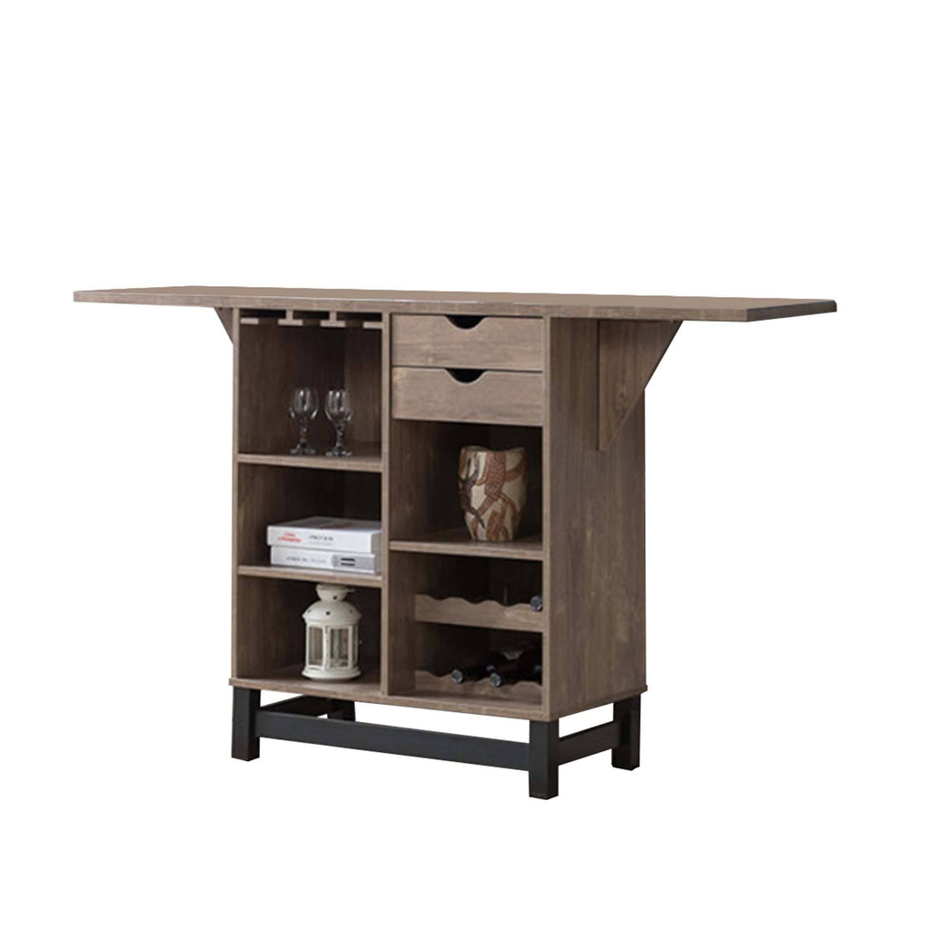 Brown Wooden Wine Cabinet with Drop Down Leaf G858166