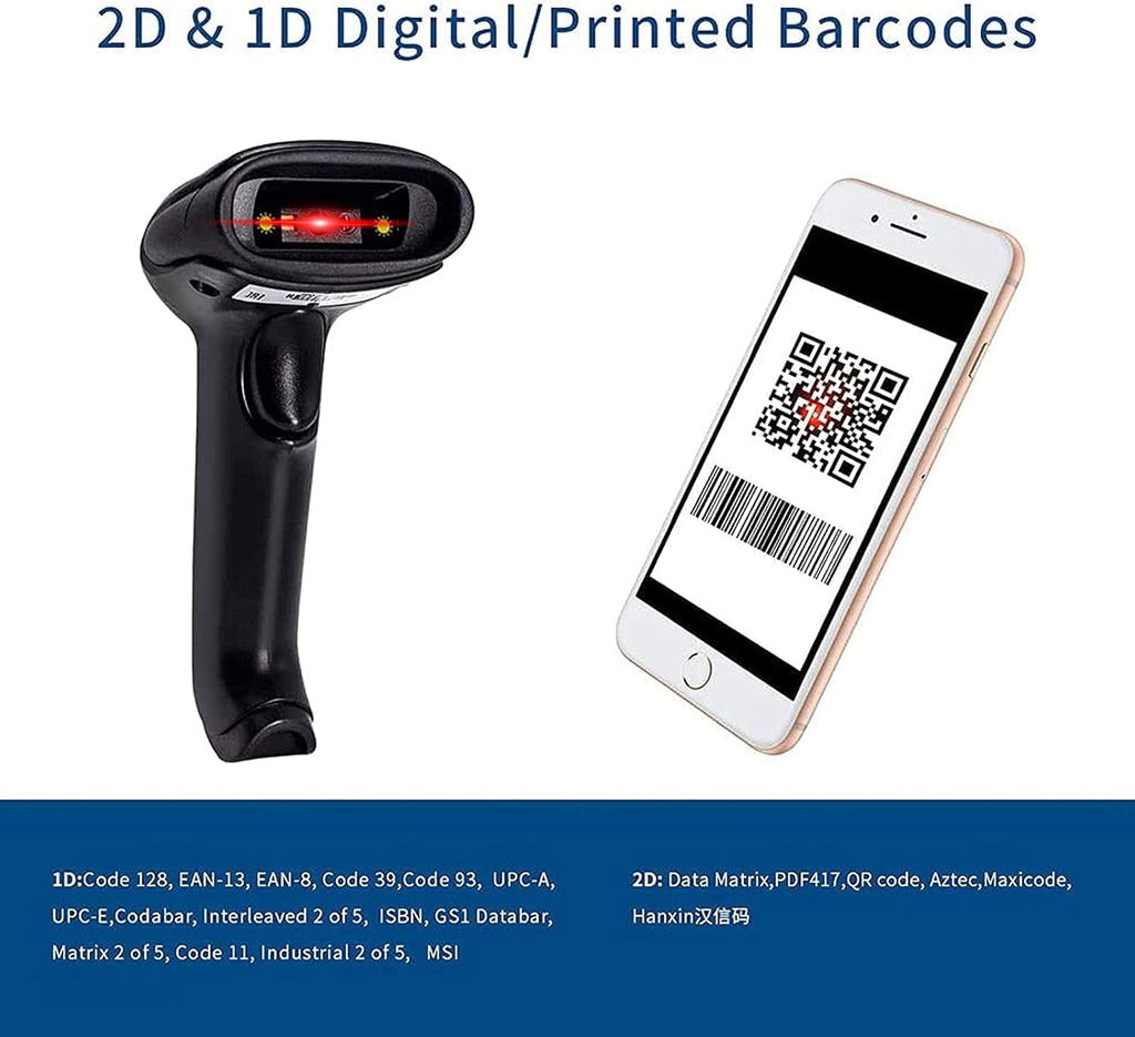 2.4GHz & USB Wireless 2D Barcode Scanner with Stand Pack of 2 T735210