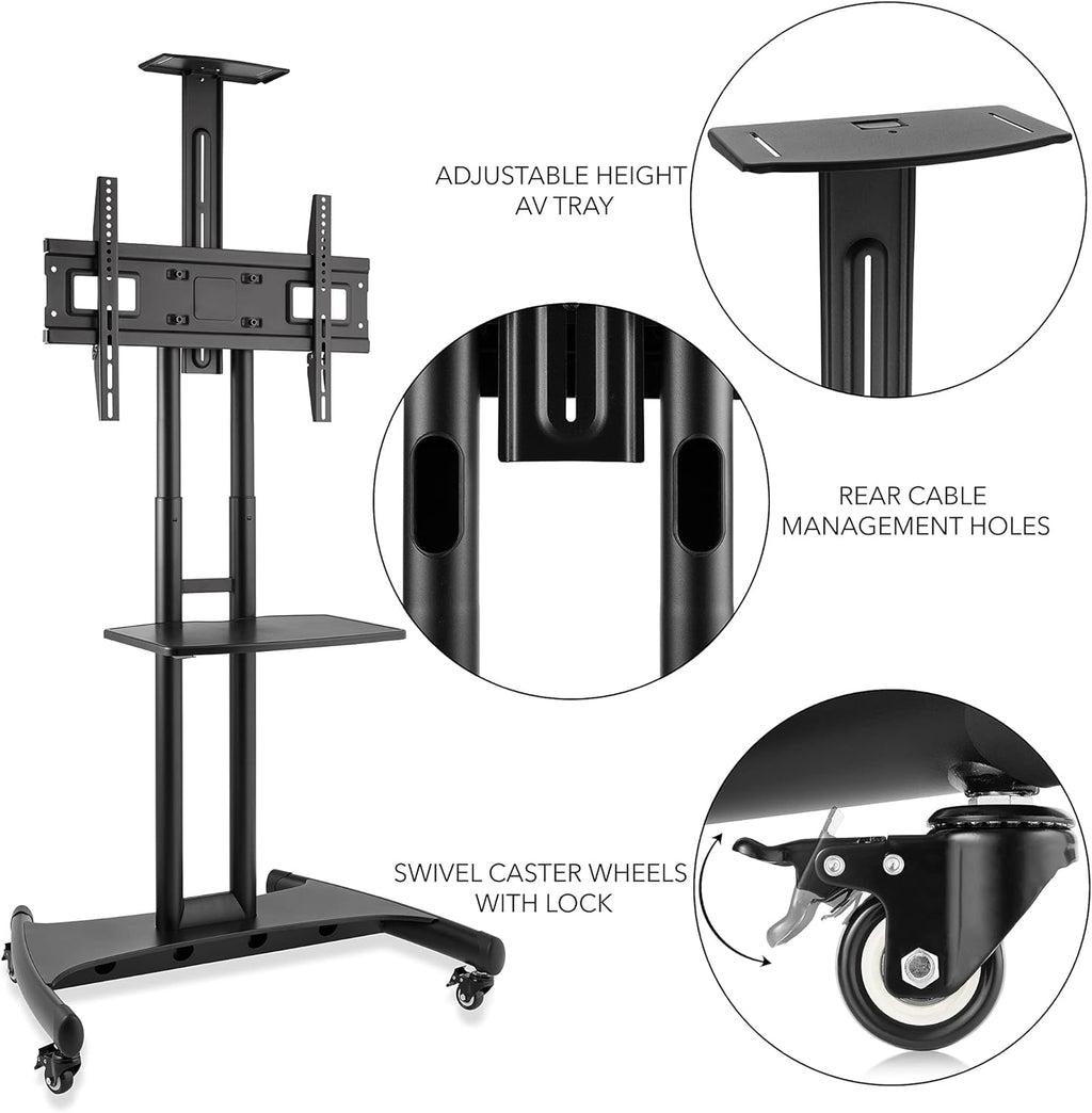 Rolling TV Cart Mobile TV Stand for 40-65 inch Flat Screen T712