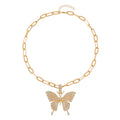 White Crystal Goldtone Butterfly Pendant Necklace 20-22" G7175