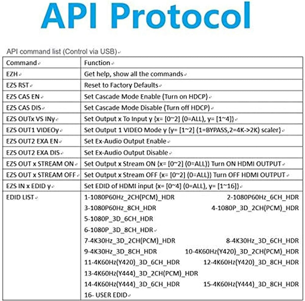HDMI Matrix Switch 4x2 4K 60Hz HDR EDID Scaler D6002