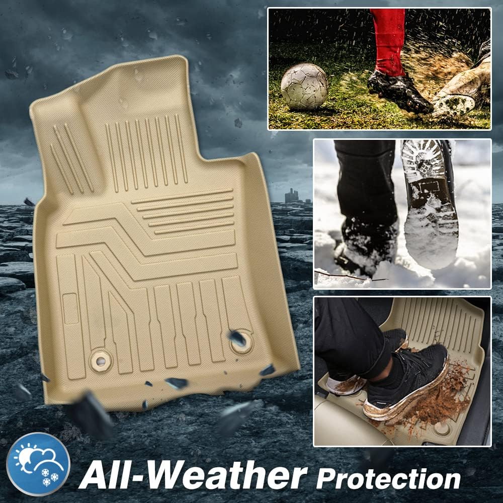 Custom Fit All Weather Floor Liners 1st and 2nd Row Mat Liner Set Y1011