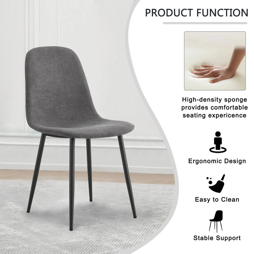 Dining Chairs Set of 4 Upholstered Side Chairs with Suede Fabric Cushion Seat and Metal Legs, Dark Gray H666126