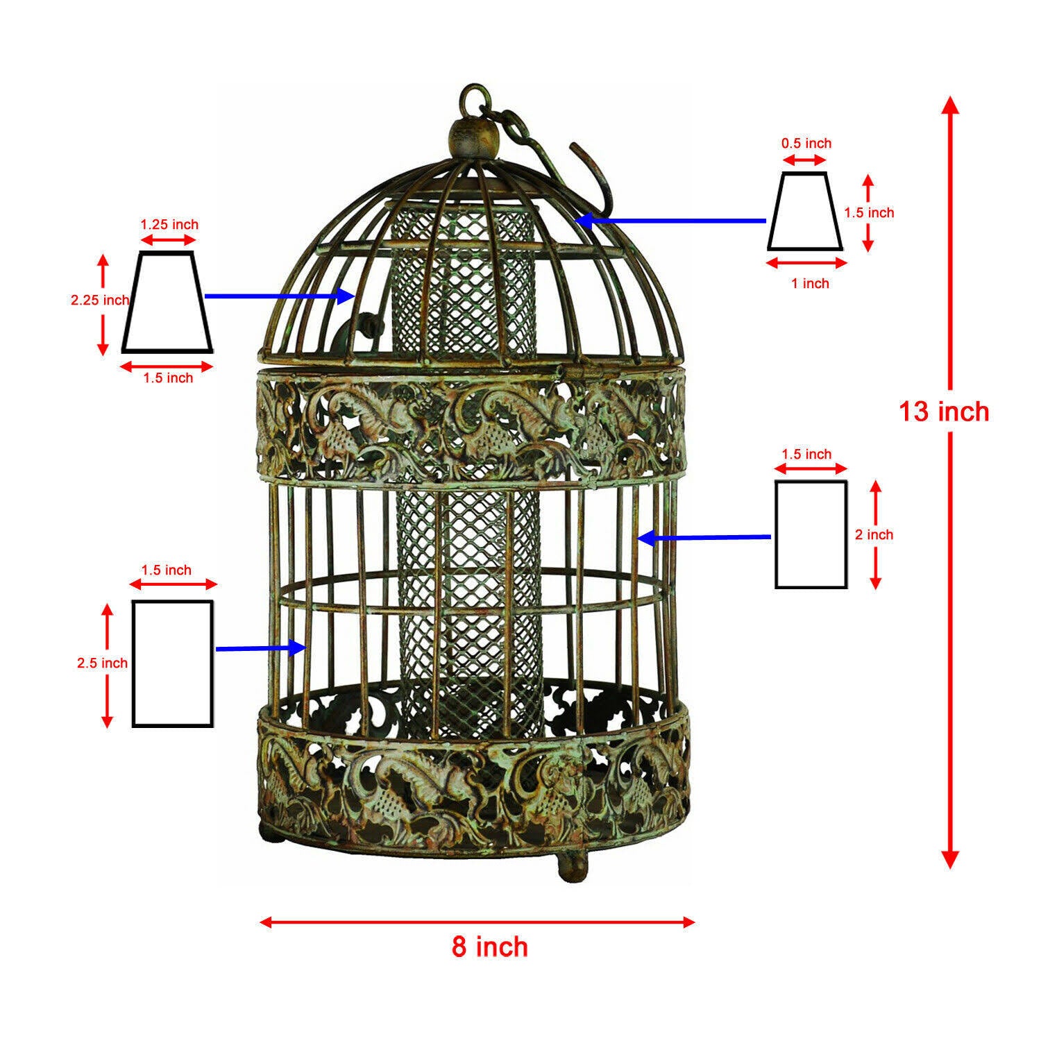 Rustic Metal Squirrel Proof Caged Bird Feeder X72477