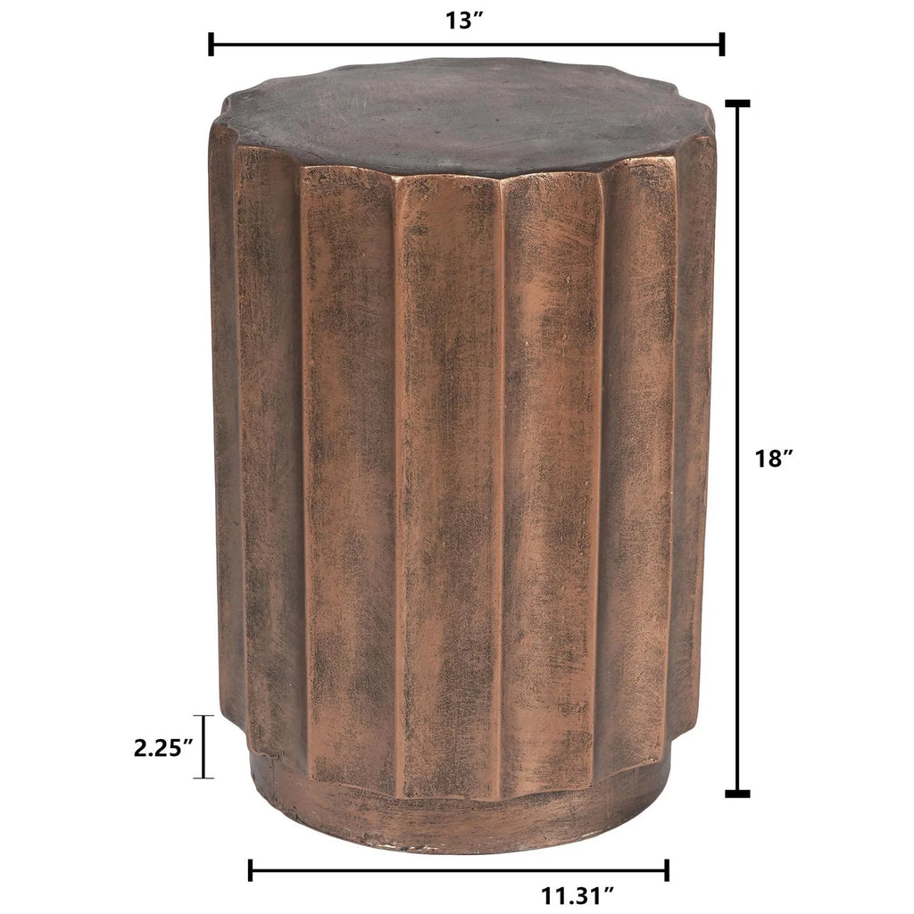 Weathered Copper Cement Stool And Side Table T919