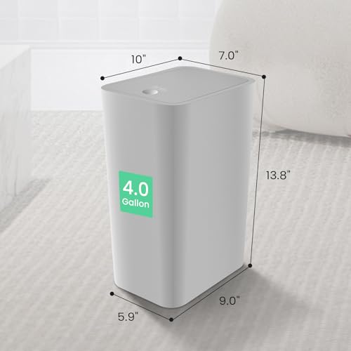 White 4.0 Gallon Plastic Bathroom Trash Can with Lid E606388