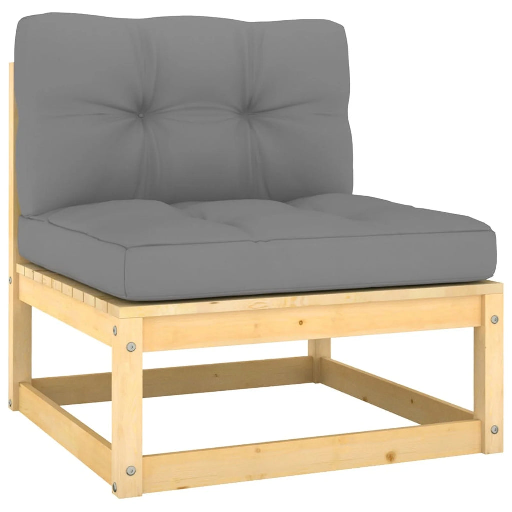 11 Piece Patio Lounge Set with Gray Cushion Pinewood Sectional Outdoor Furniture Set C926216