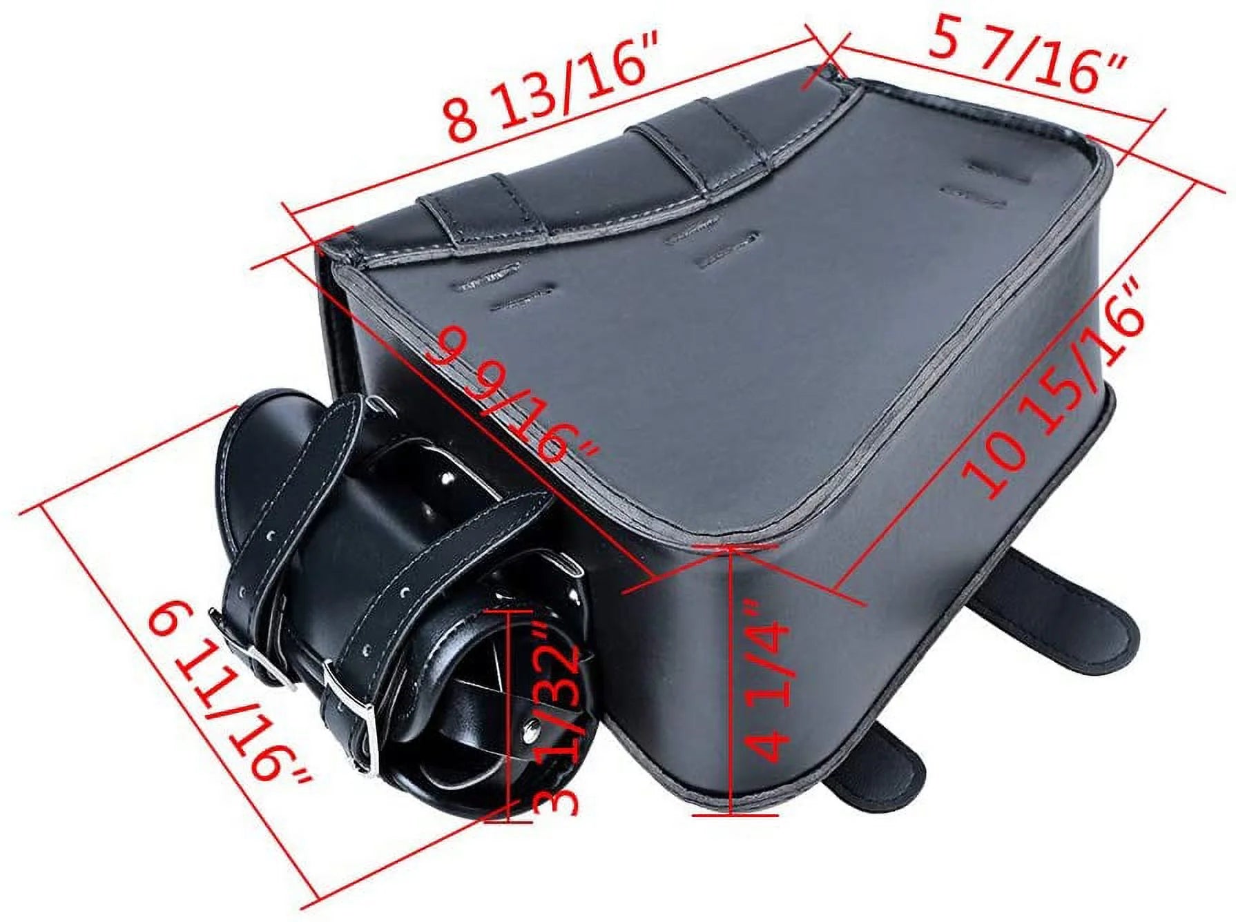 Left Black Soft PU Leather Solo Swing Arm Saddle Bag with Side Storage T88101