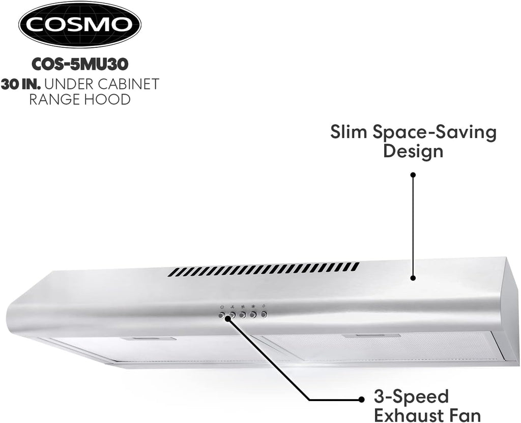 30 in. Under Cabinet Range Hood Ductless Convertible Duct Stainless Steel Q6006