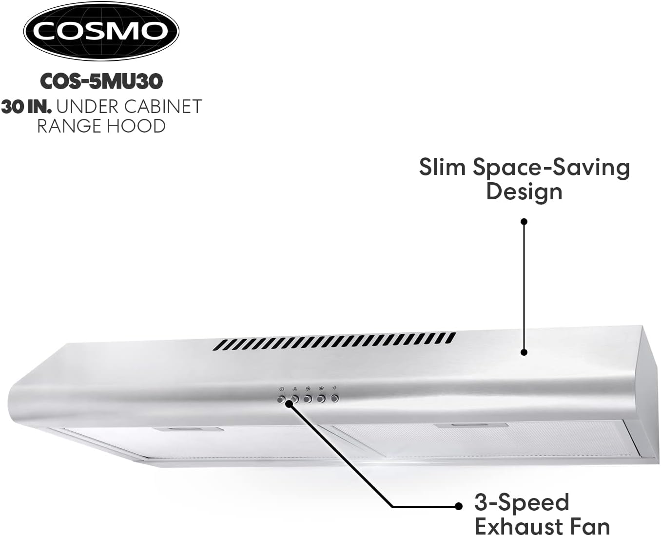 30 in. Under Cabinet Range Hood Ductless Convertible Duct Stainless Steel Q6006