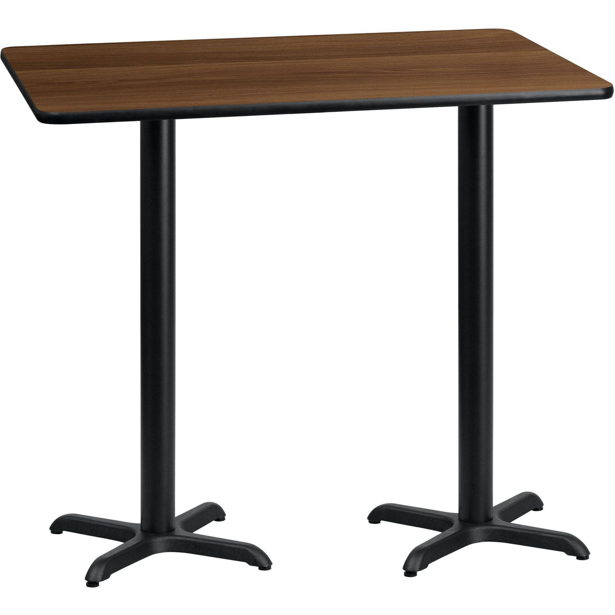 Walnut Laminate Rectangular Table Top with Bar Height Table Bases D2845