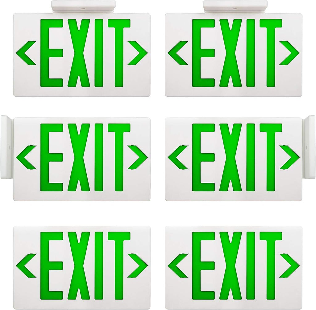 Green Double Face LED Emergency Exit Light Combo, 6 Pack B47205