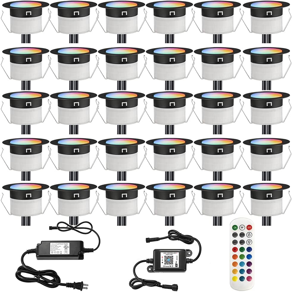 Black Stainless Steel Waterproof In-ground RGBW Deck Light, 30pcs V855