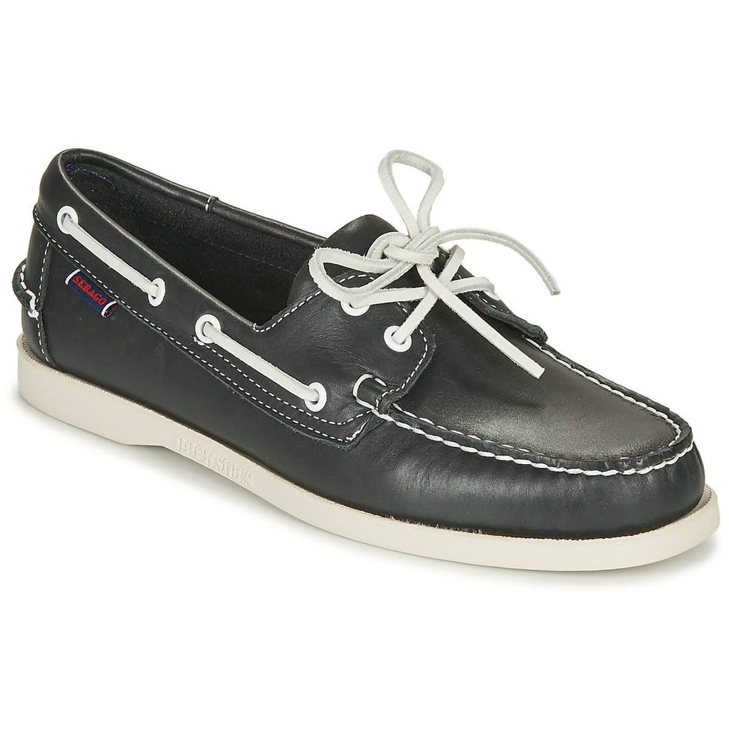 Blue Navy Leather Boat Shoes A297