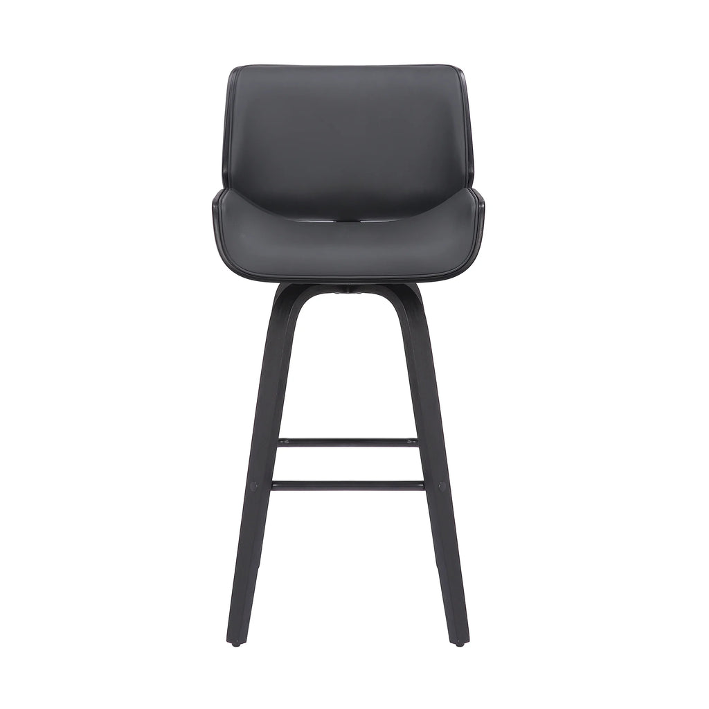 Faux Leather Wood Swivel Counter Stool in Gray/Black T59646