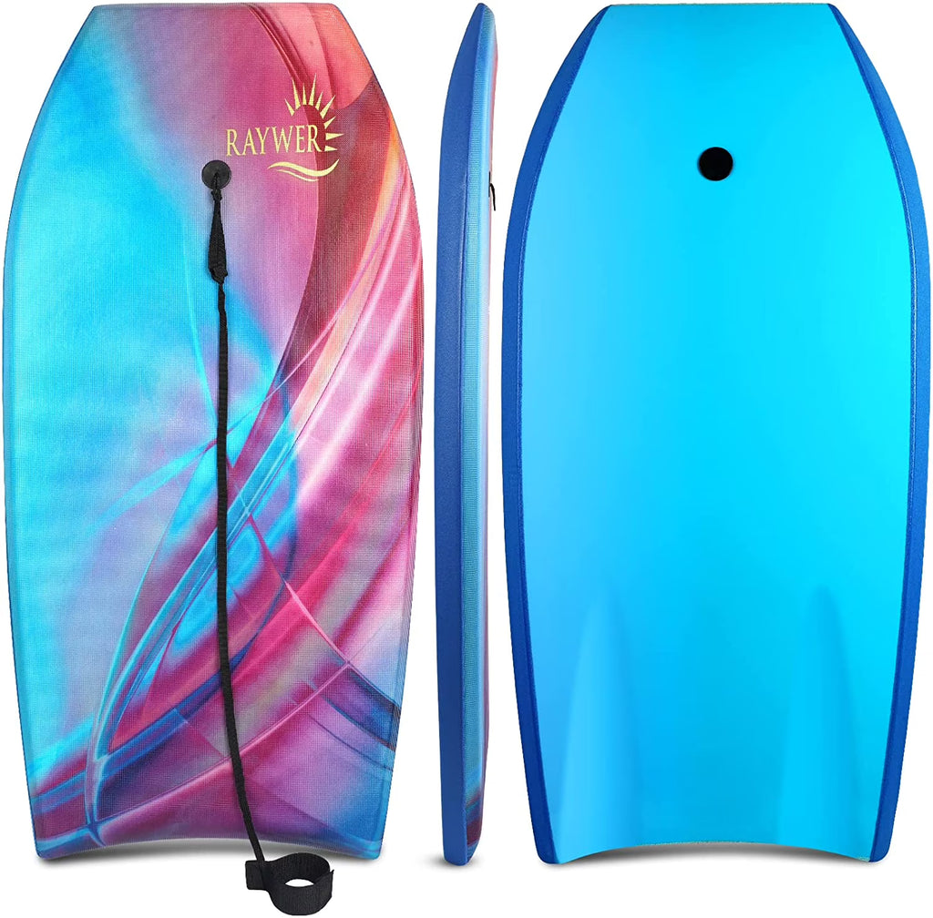 Lightweight Body Board with EPS Core, HDPE Slick Bottom, Leash and Adjustable Wrist Rope J676826