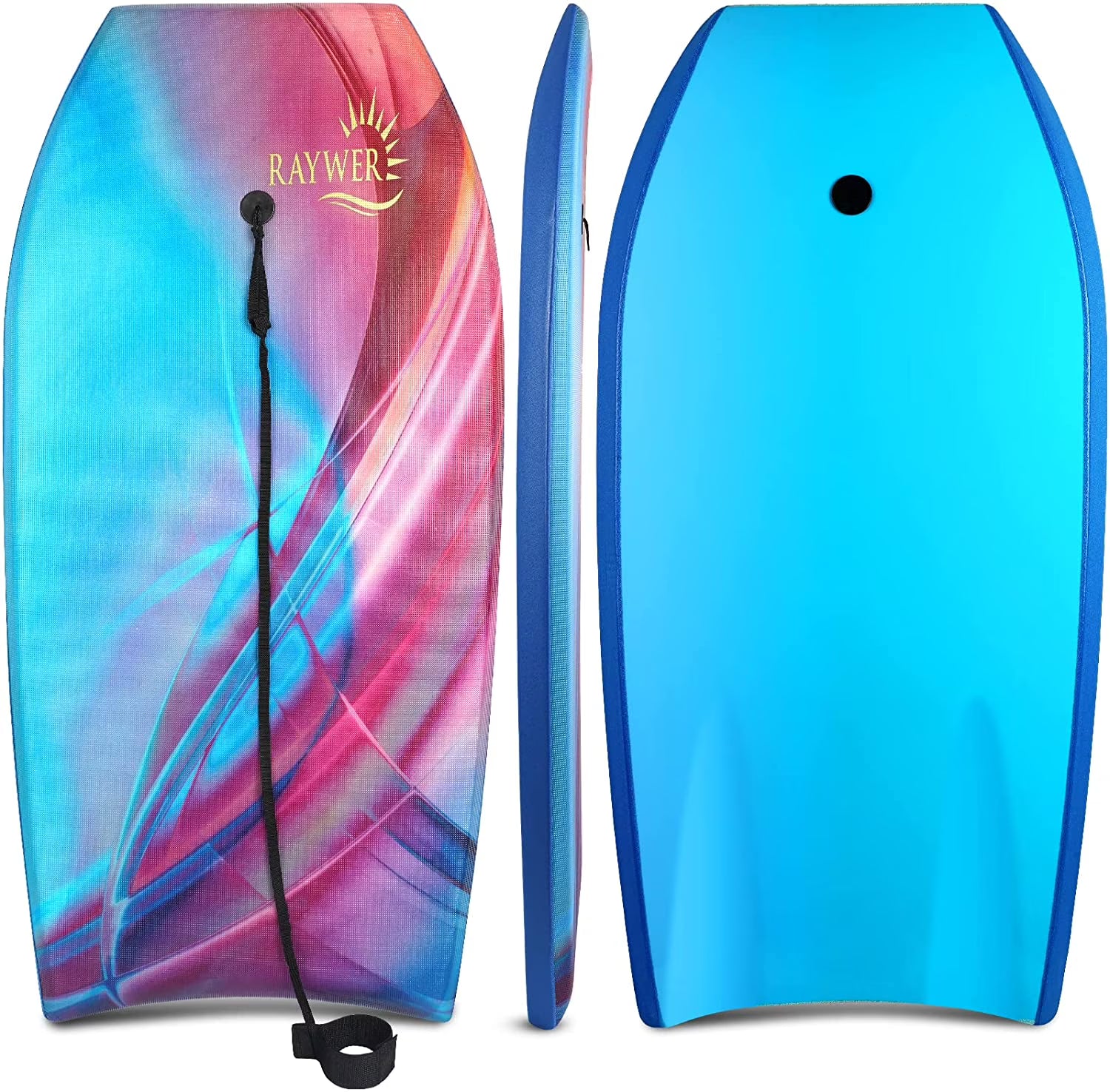 Lightweight Body Board with EPS Core, HDPE Slick Bottom, Leash and Adjustable Wrist Rope J676826