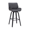 Faux Leather Wood Swivel Counter Stool in Gray/Black T59646