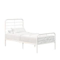 White Twin Size Metal Bed Frame with Headboard and Base N6626