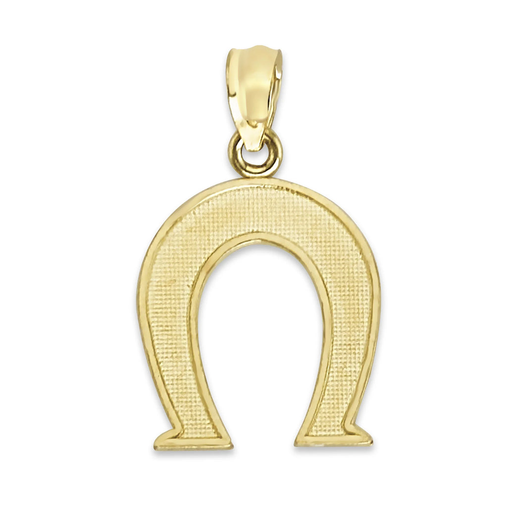 14k Solid Gold Horseshoe Pendant Necklace with 16" Rolo Chain E910