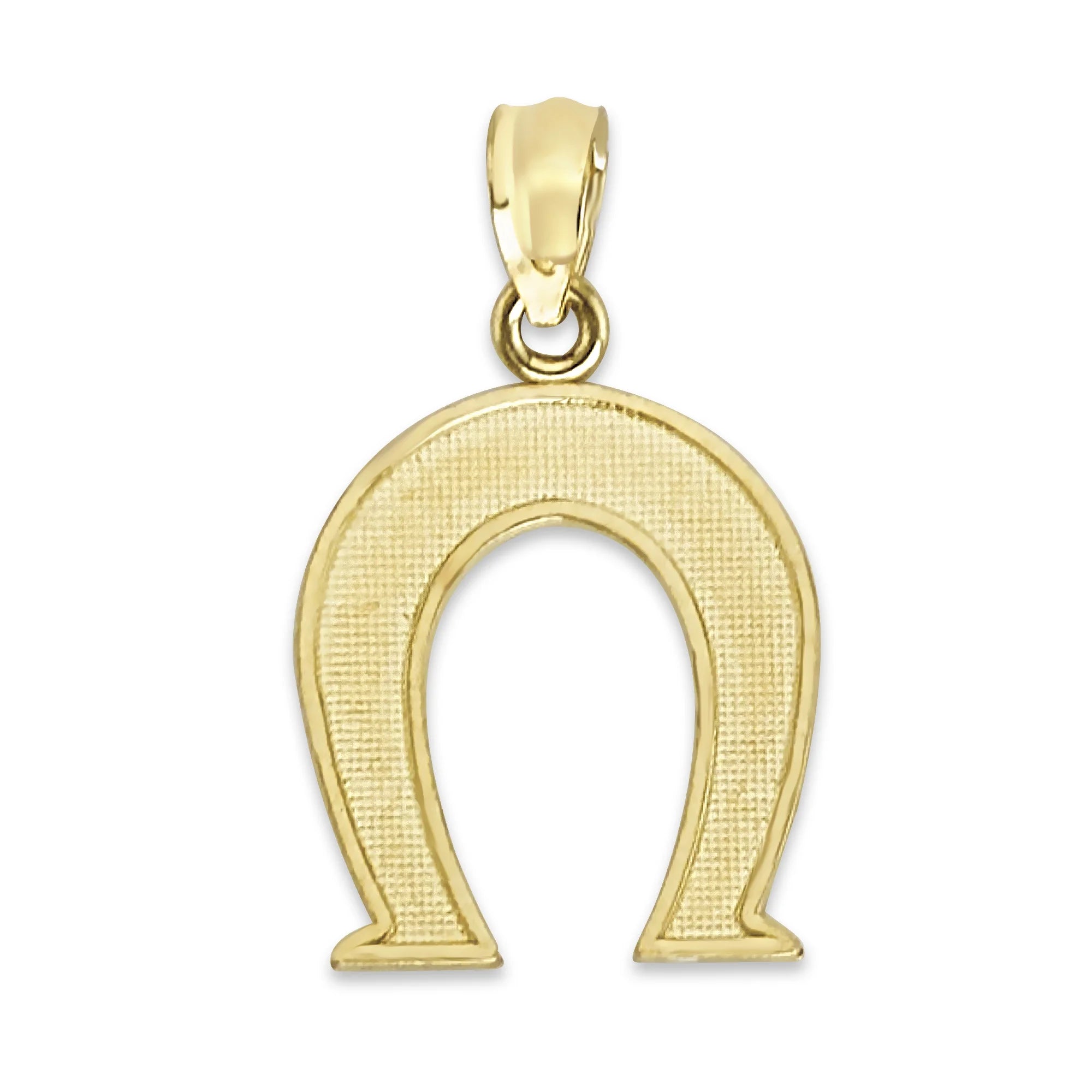 14k Solid Gold Horseshoe Pendant Necklace with 16" Rolo Chain E910