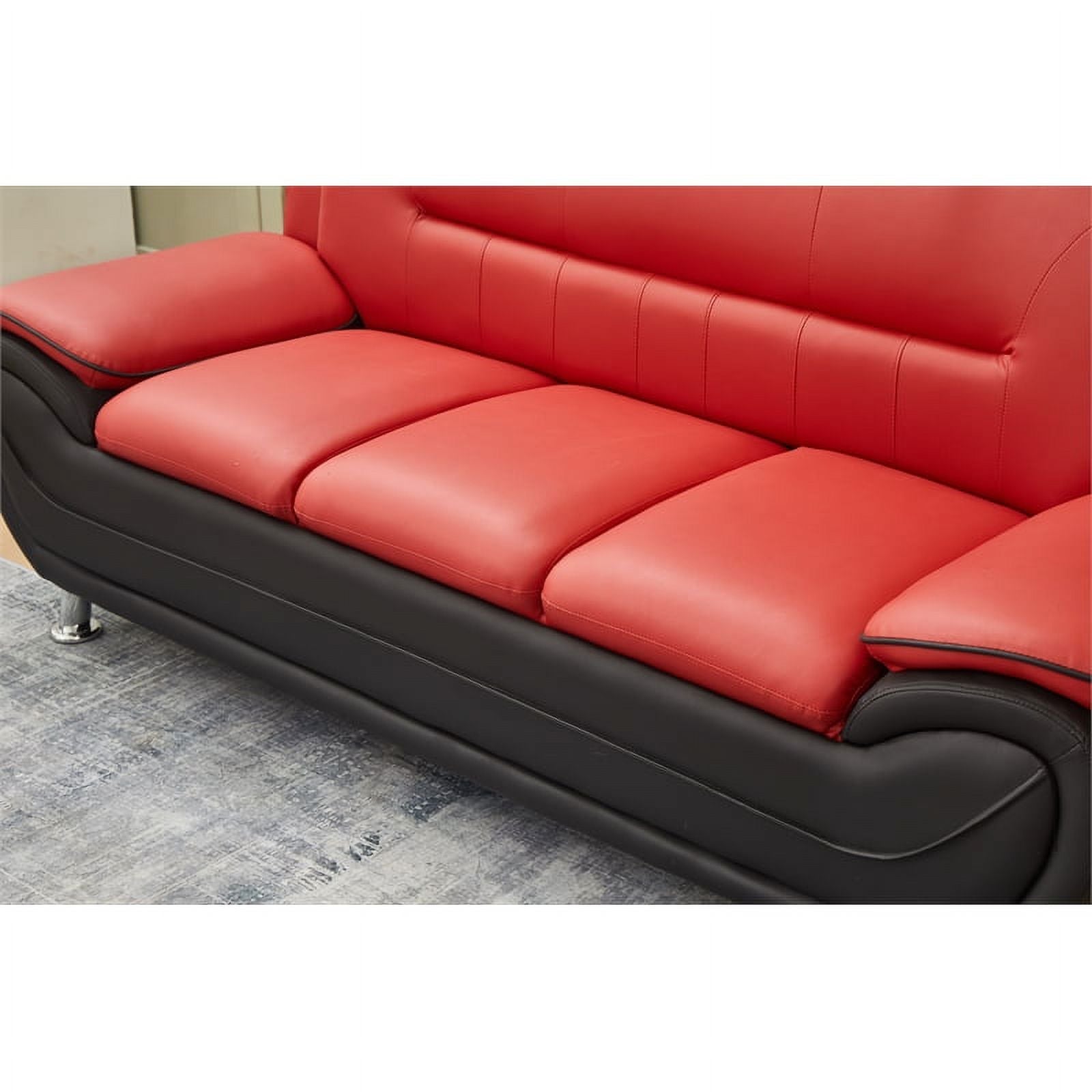 Black/Red Faux Leather Sofa with Pillow Armrests L325890