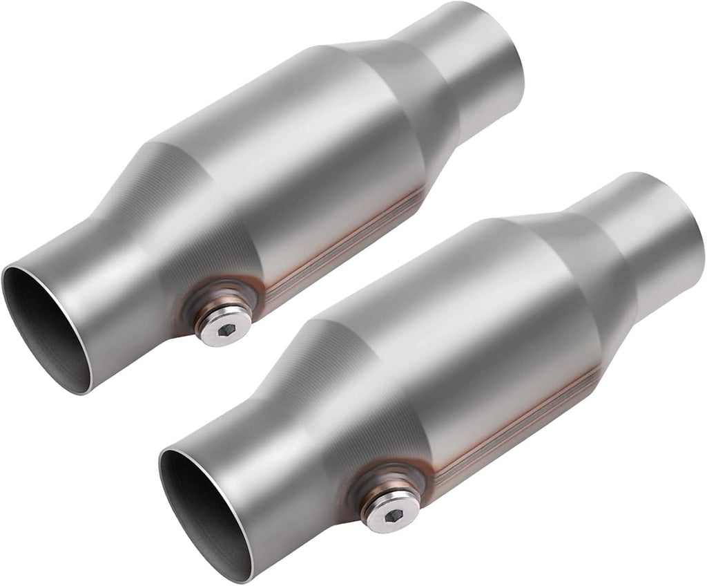 2 Pack 2.5" Inlet/Outlet Universal Catalytic Converters with O2 Port Q43593