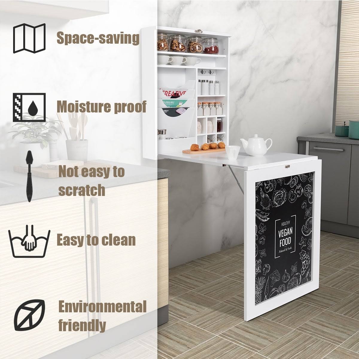 White MDF Wall Mounted Folding Table A811106