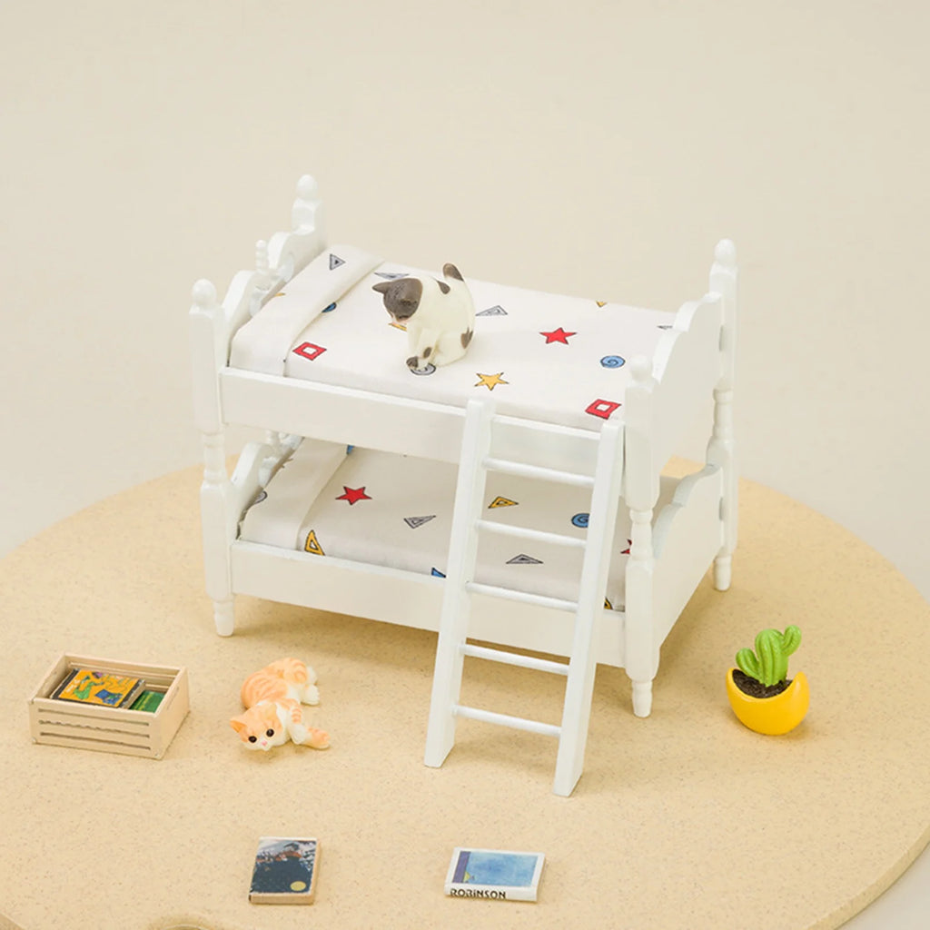 Miniature Bunk Bed Model Dollhouse Bedroom Furniture U1995