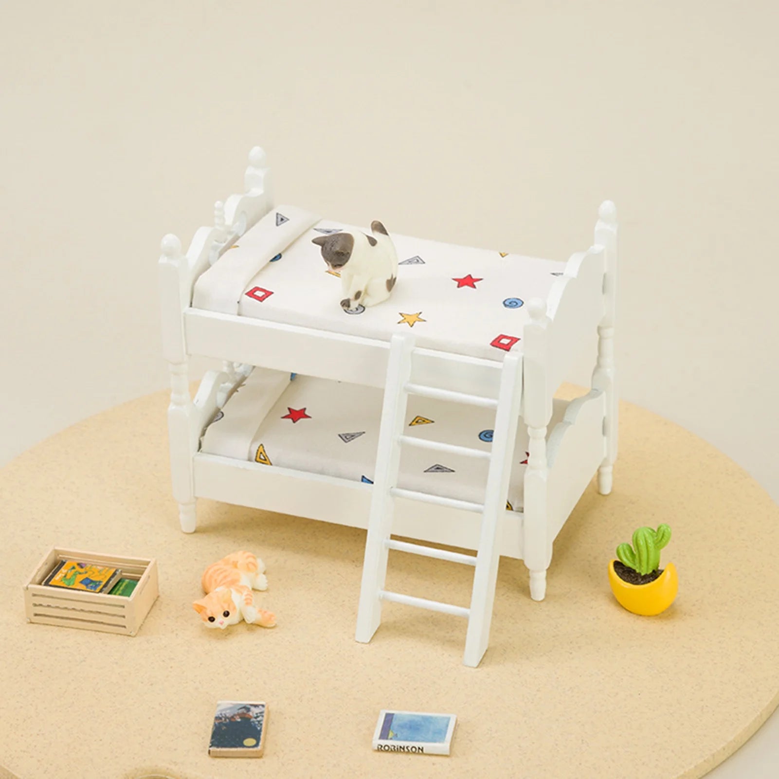 Miniature Bunk Bed Model Dollhouse Bedroom Furniture U1995