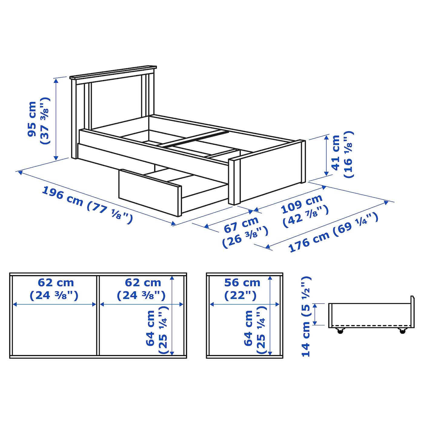 Twin White Bed Frame with 2 Storage Boxes P1443