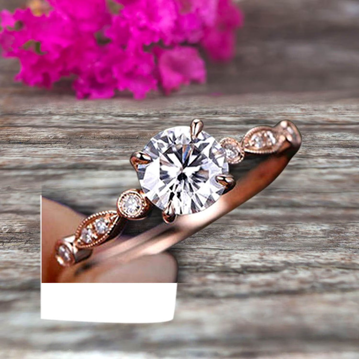 1.50 Carat Moissanite Engagement Ring on 10K Rose Gold K25166