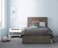 3 Piece Twin Size Bedroom Set, Bark Grey and White N98758