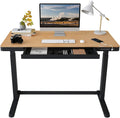 Electric Height Adjustable Standing Desk with Drawers 48 Inches Red Oak Desktop White Frame V706517