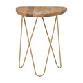 Natural Wood Accent Side Table with Gold Hairpin Legs S5234