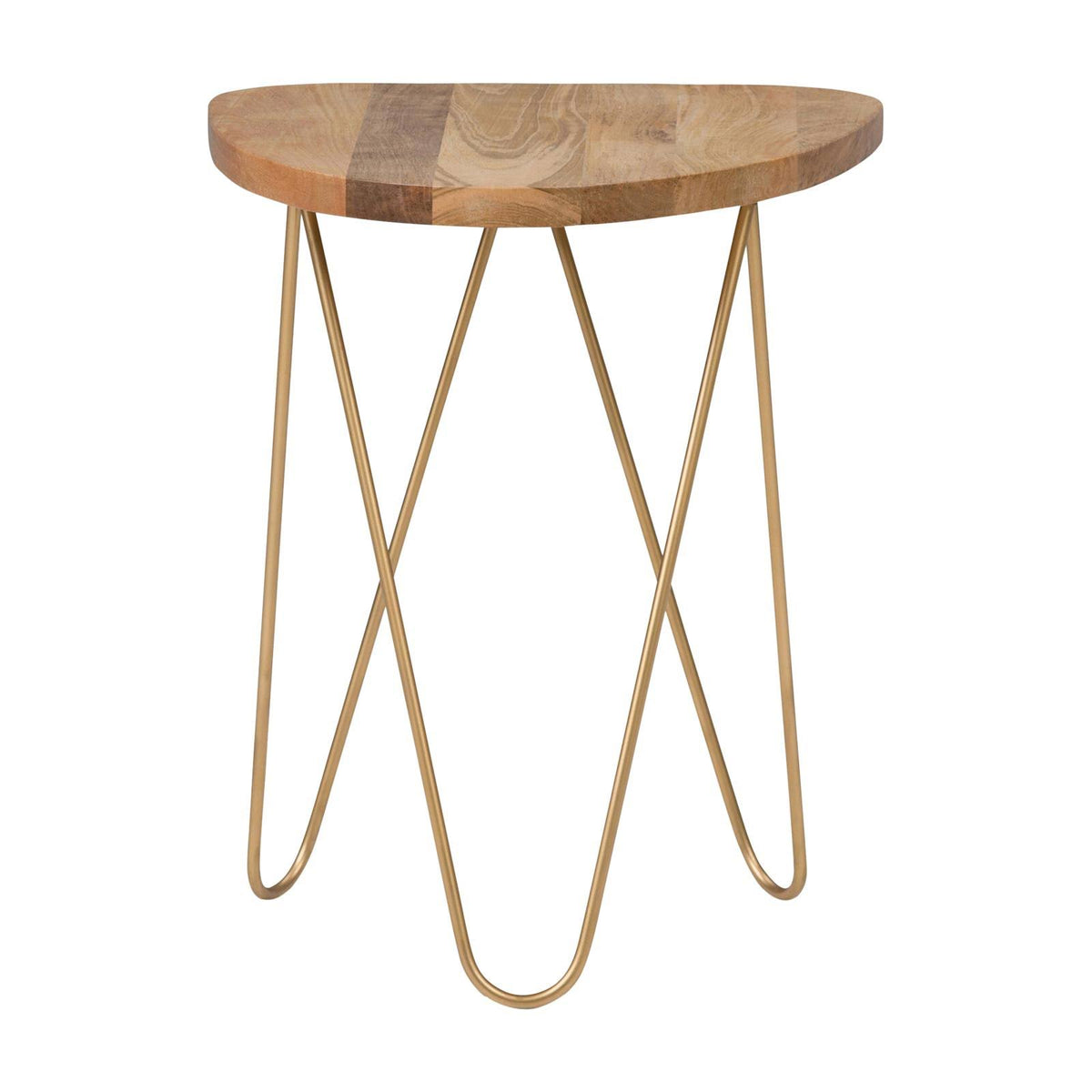 Natural Wood Accent Side Table with Gold Hairpin Legs S5234