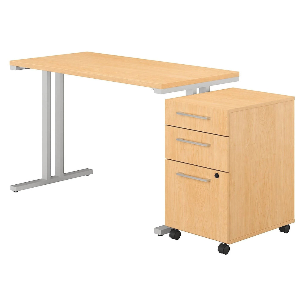 Natural Maple Table Desk with 3 Drawer Mobile File Cabinet U4747