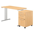 Natural Maple Table Desk with 3 Drawer Mobile File Cabinet U4747