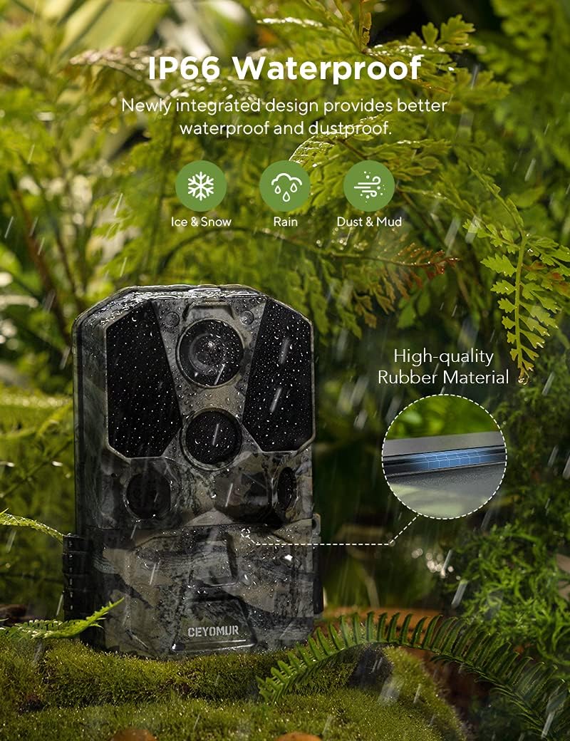 WiFi Bluetooth 30MP 1296P Hunting Camera with IR Night Vision and IP66 Waterproof O38733