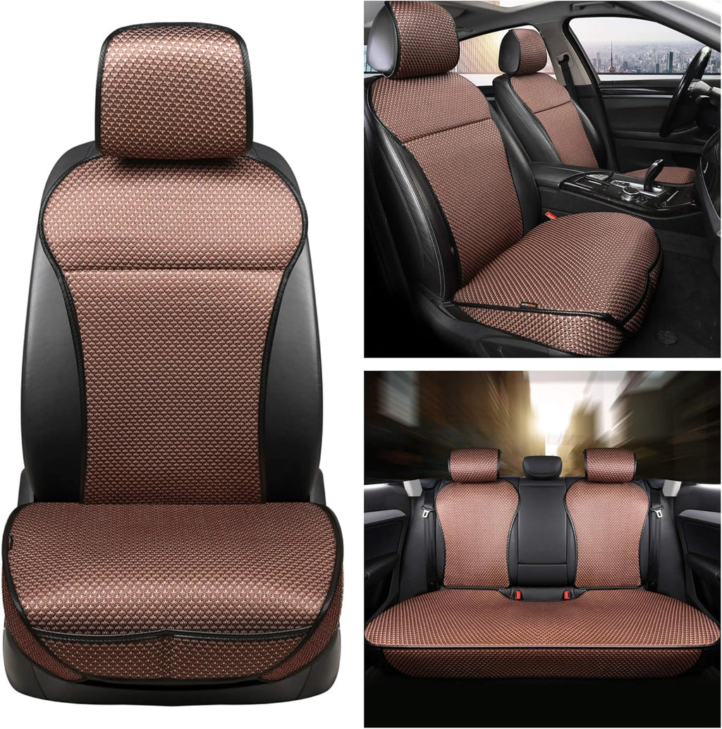 2 Seats Breathable Car Seat Cover Full Set Universal Automotive Vehicle Cushion Cover (Black) Q8549