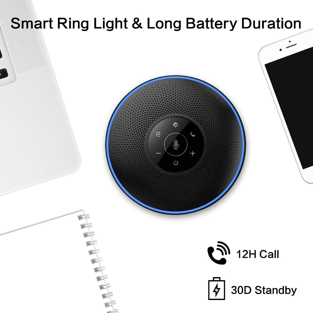 Wireless Speakerphone with 360° Voice Pick-up and 8 AI Noise Cancellation Mics A849