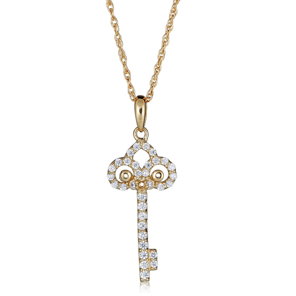 10K Yellow Gold Key Pendant Necklace with 18" Chain K859