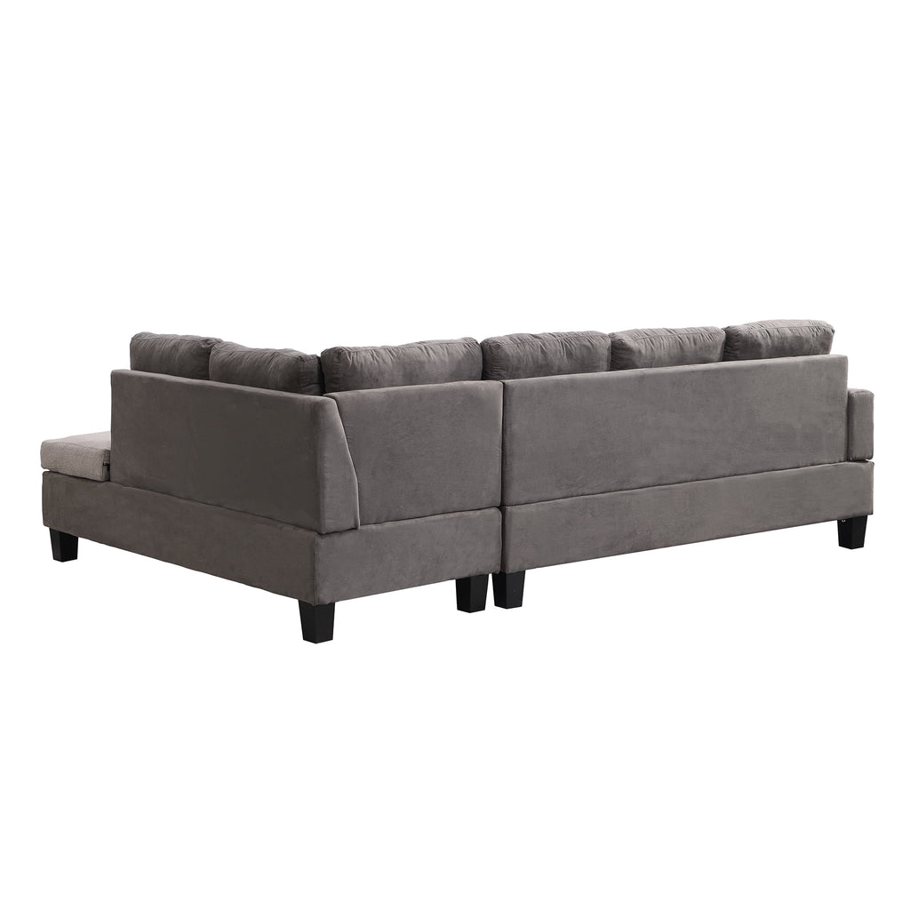 Gray Sofa Set with Chaise Lounge and Storage Ottoman O546