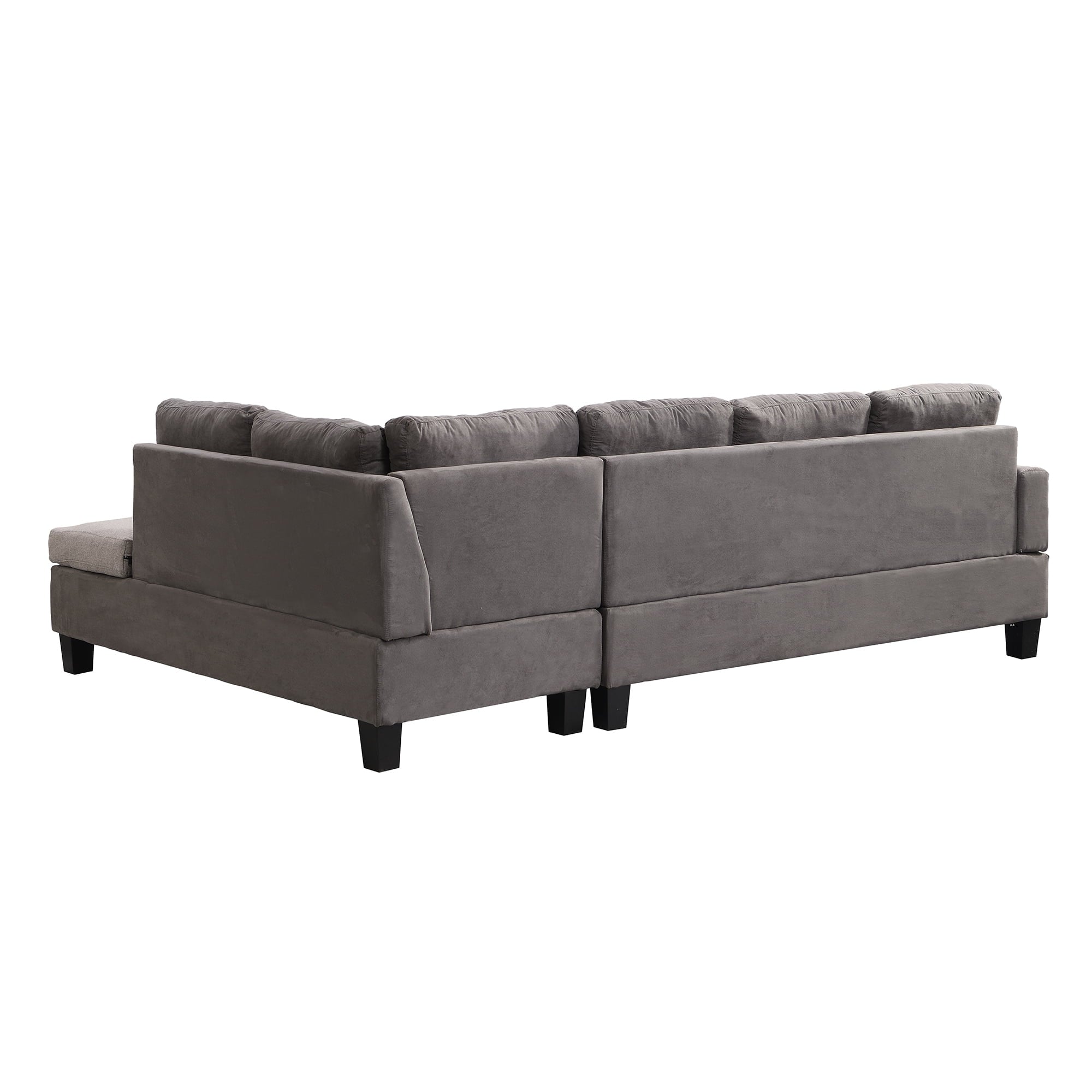 Gray Sofa Set with Chaise Lounge and Storage Ottoman O546