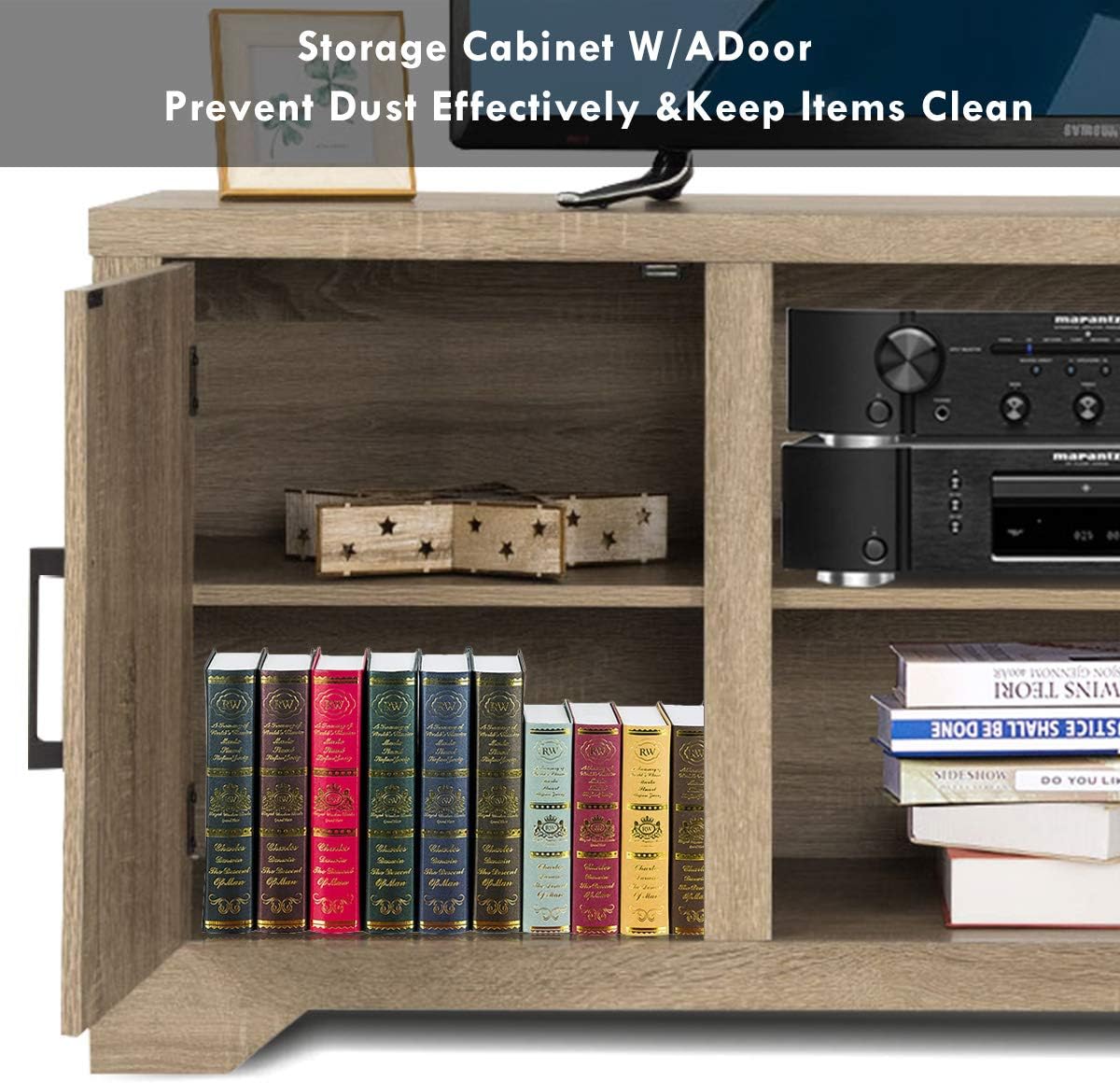 Farmhouse Barn Wood TV Stand with Doors and Shelves A600835
