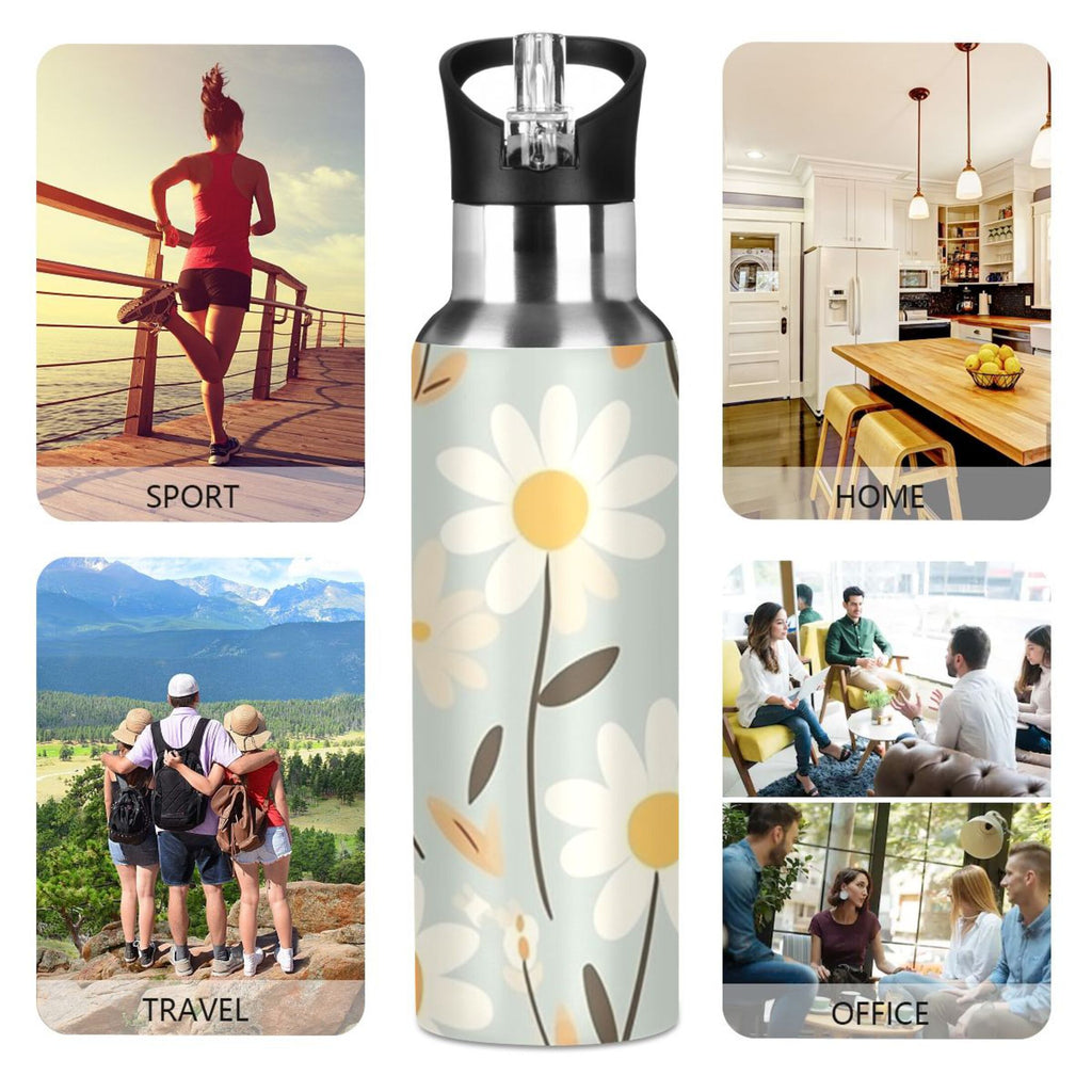 20 oz Insulated Stainless Steel Water Bottle with Straw Lid V446