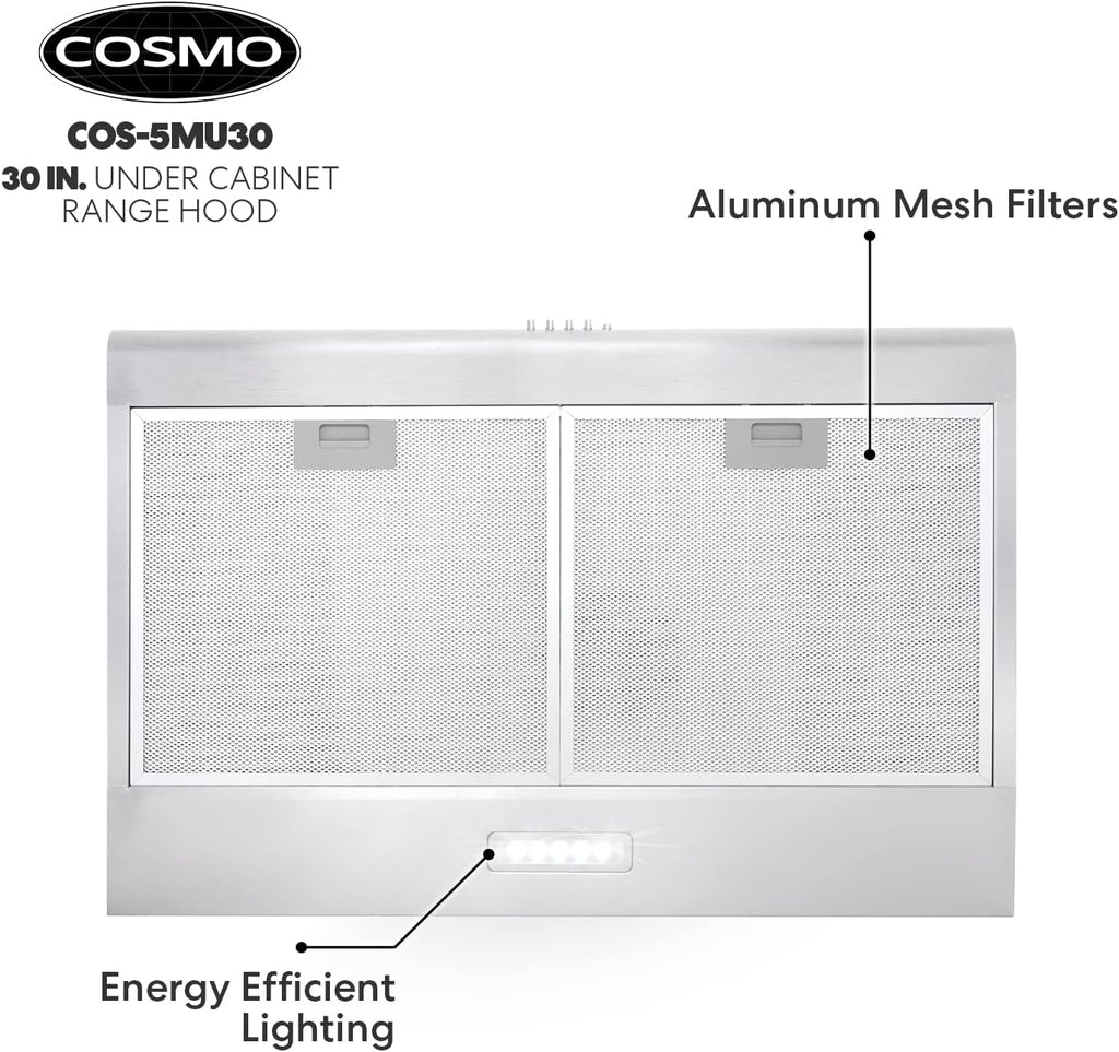30 in. Under Cabinet Range Hood Ductless Convertible Duct Stainless Steel Q6006